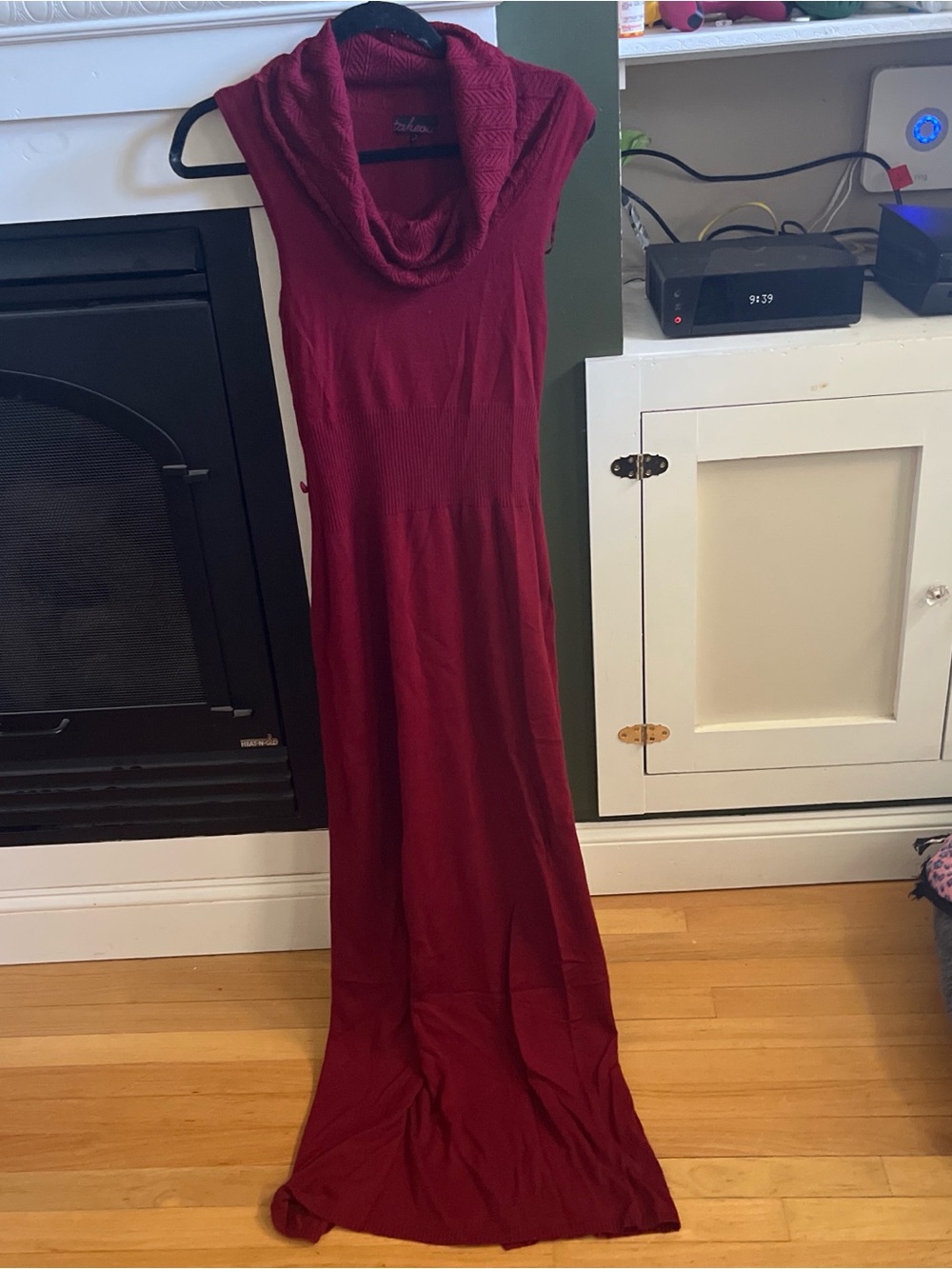 Takeout Sleeveless Cowl Neck Maxi Dress - Burgundy